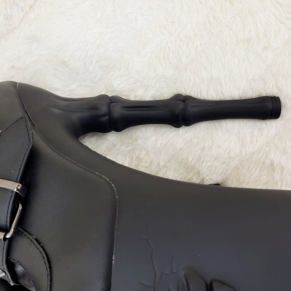 Skull & Bones Platform 8" Heel Mid Calf Boots Multiple Straps Vortex - Picture 15 of 16